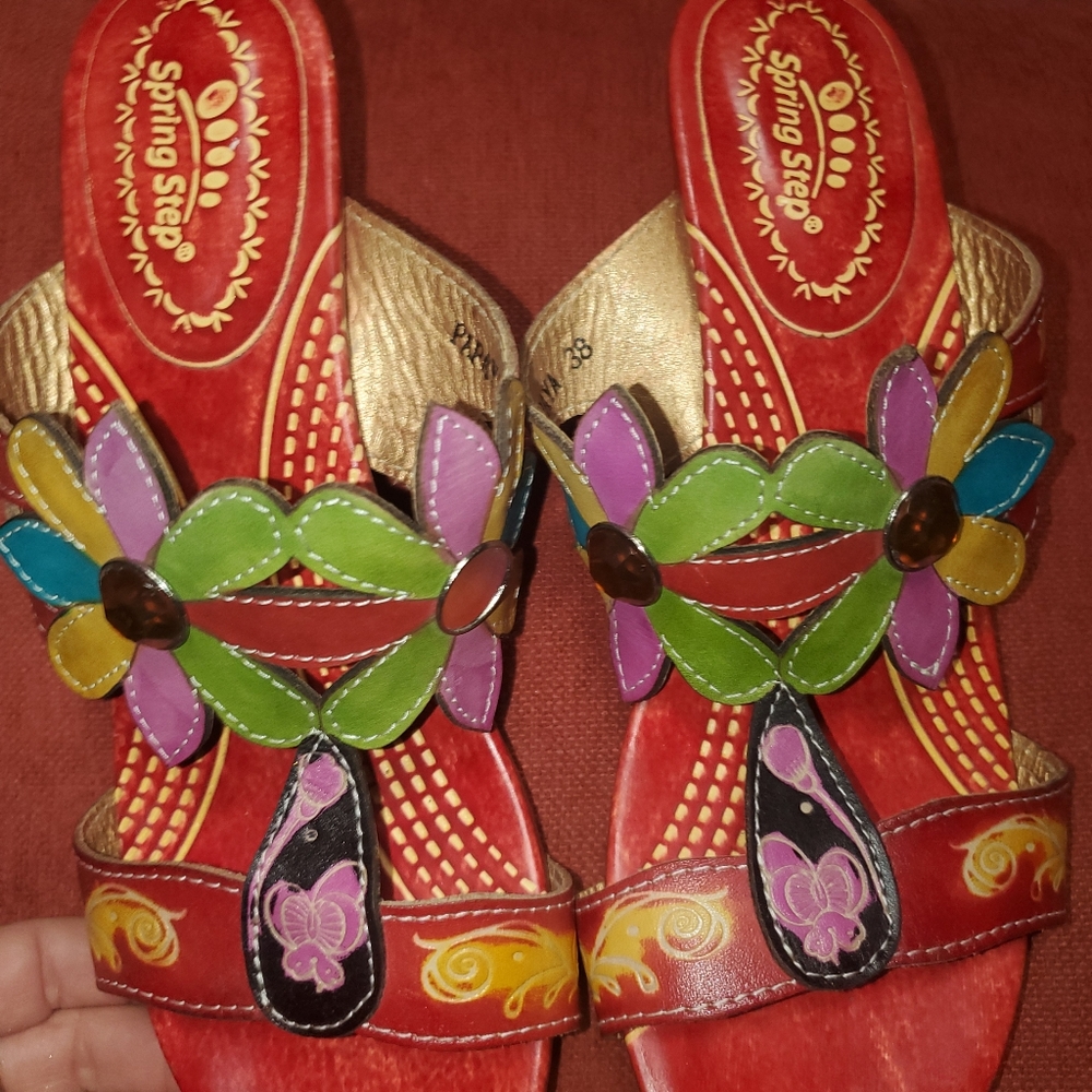 SPRING STEP papaya heels size 38/7.5-8